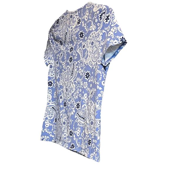 CROFT & BARROW CAP SLV, SCOOP NECK, TUNIC T-SHIRT, WOMENS, M-BLUE/WHITE PAISLEY - Picture 6 of 11